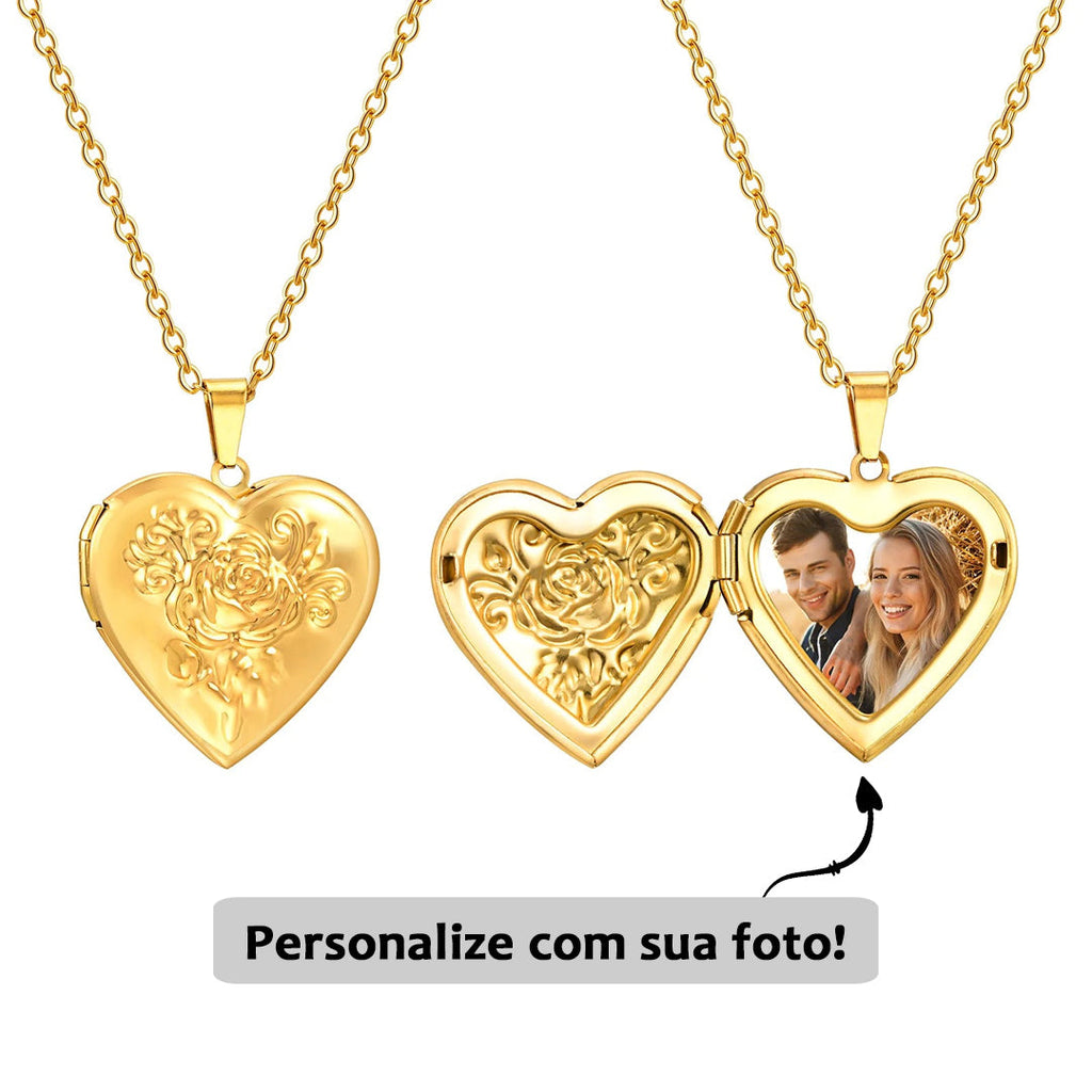 Relicário Rosas do Amor com Foto Personalizada