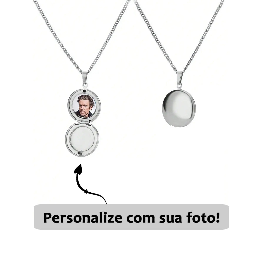 Relicário Minimalista Circular com Foto Personalizada
