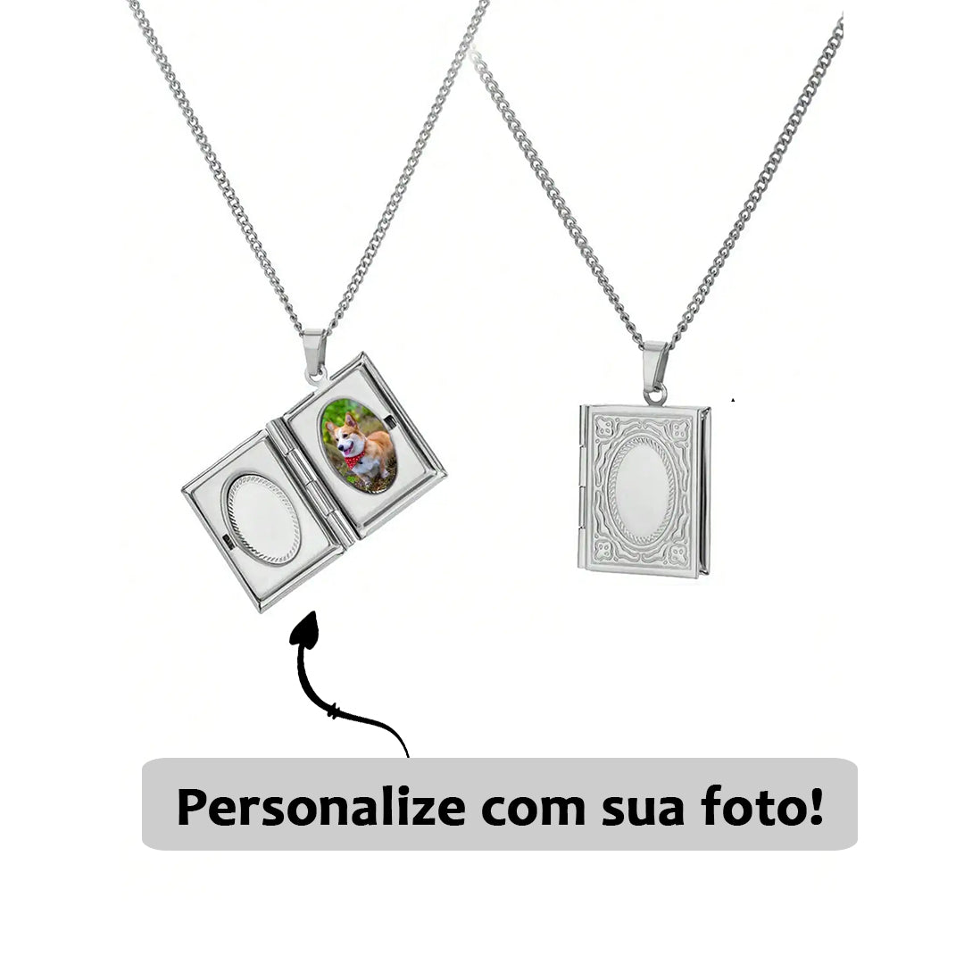 Relicário Livro do Amor com Foto Personalizada