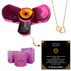 Caixa com Girassol Eterno & Colar Coração Personalizado