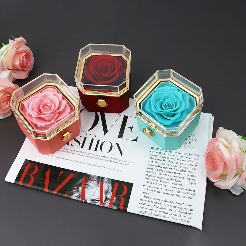 Caixa Rotativa com Rosa Eterna (Somente Caixa)