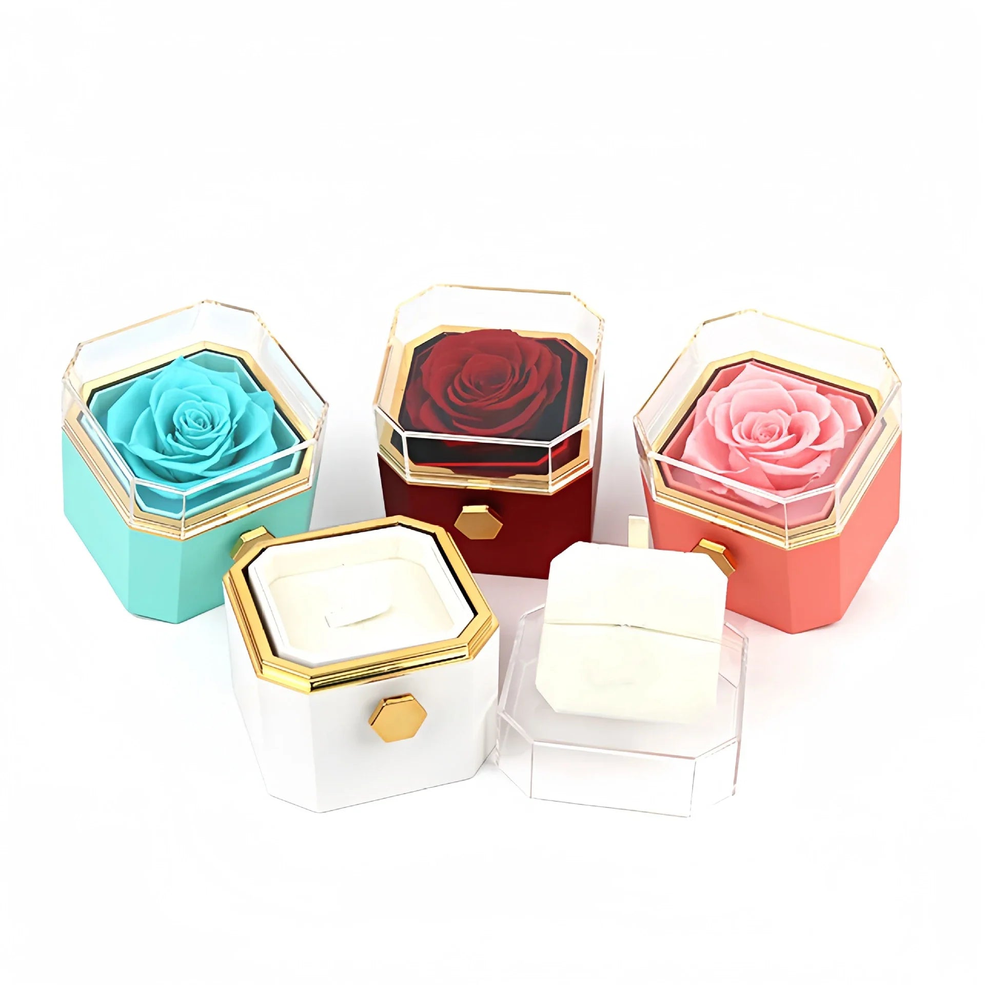 Caixa Rotativa com Rosa Eterna (Somente Caixa)