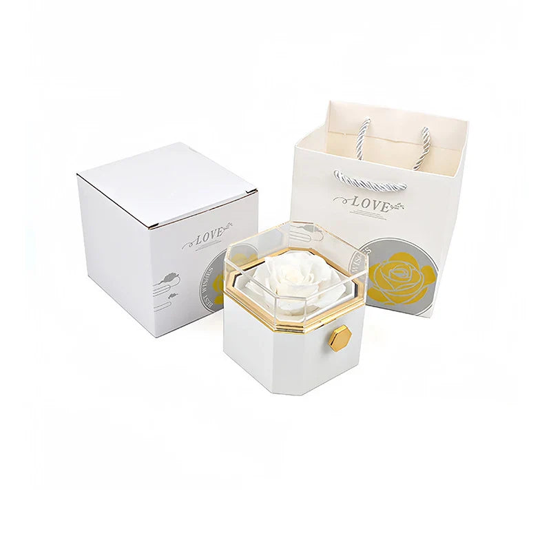 Caixa Rotativa com Rosa Eterna (Somente Caixa)