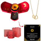 Caixa com Girassol Eterno & Colar Coração Personalizado