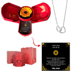 Caixa com Girassol Eterno & Colar Coração Personalizado