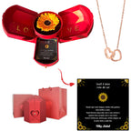 Caixa com Girassol Eterno & Colar Coração Personalizado