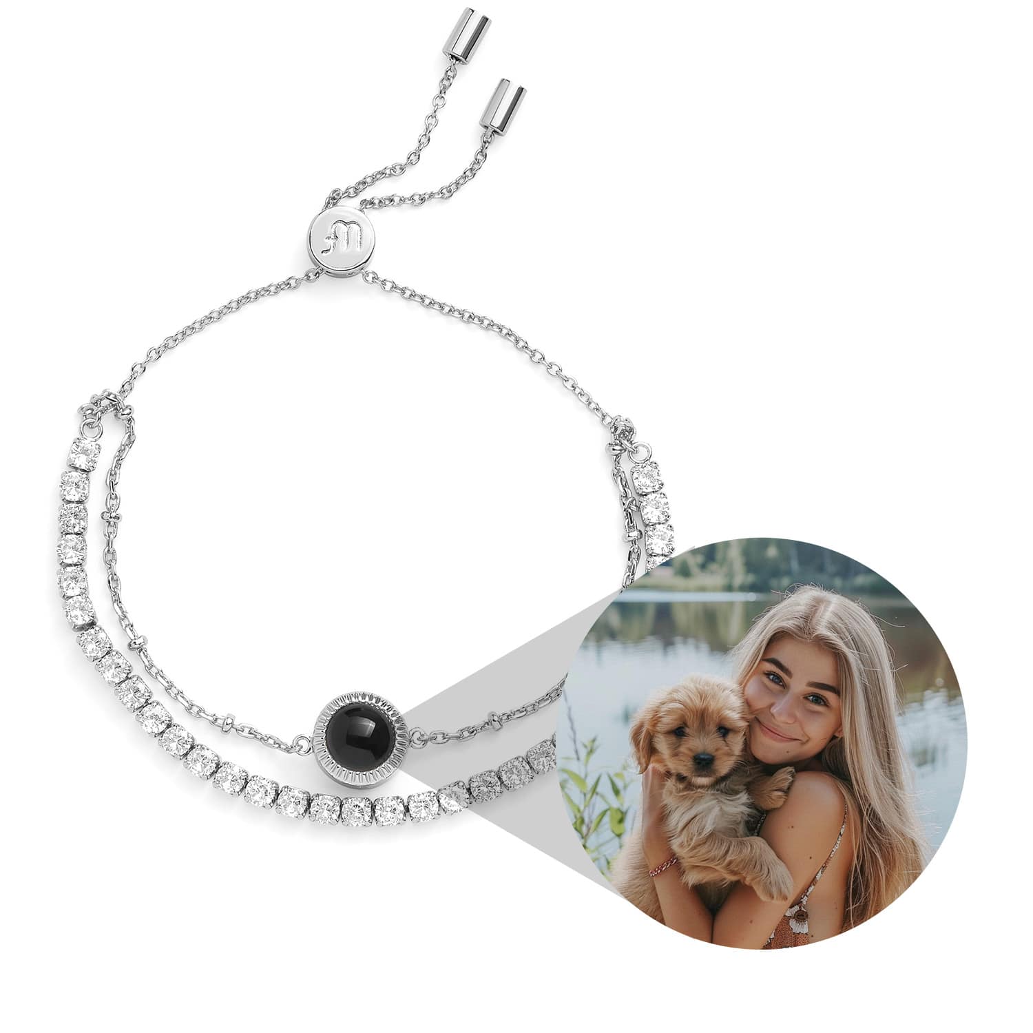 Pulseira Moissanite com Foto Personalizada